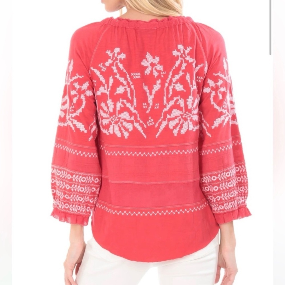 AP.NY | Mixed Media Embroidered Peasant Blouse | Sz S - Picture 2 of 10
